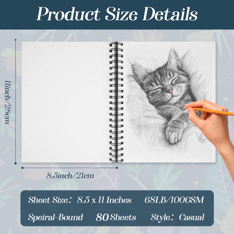 conda 8.5"x11" Sketch Book, 80 Sheets (68 lb/100gsm), Spiral Bound Artist Sketch Pad, Durable Acid Free Drawing Paper for Drawing Painting - Image 2